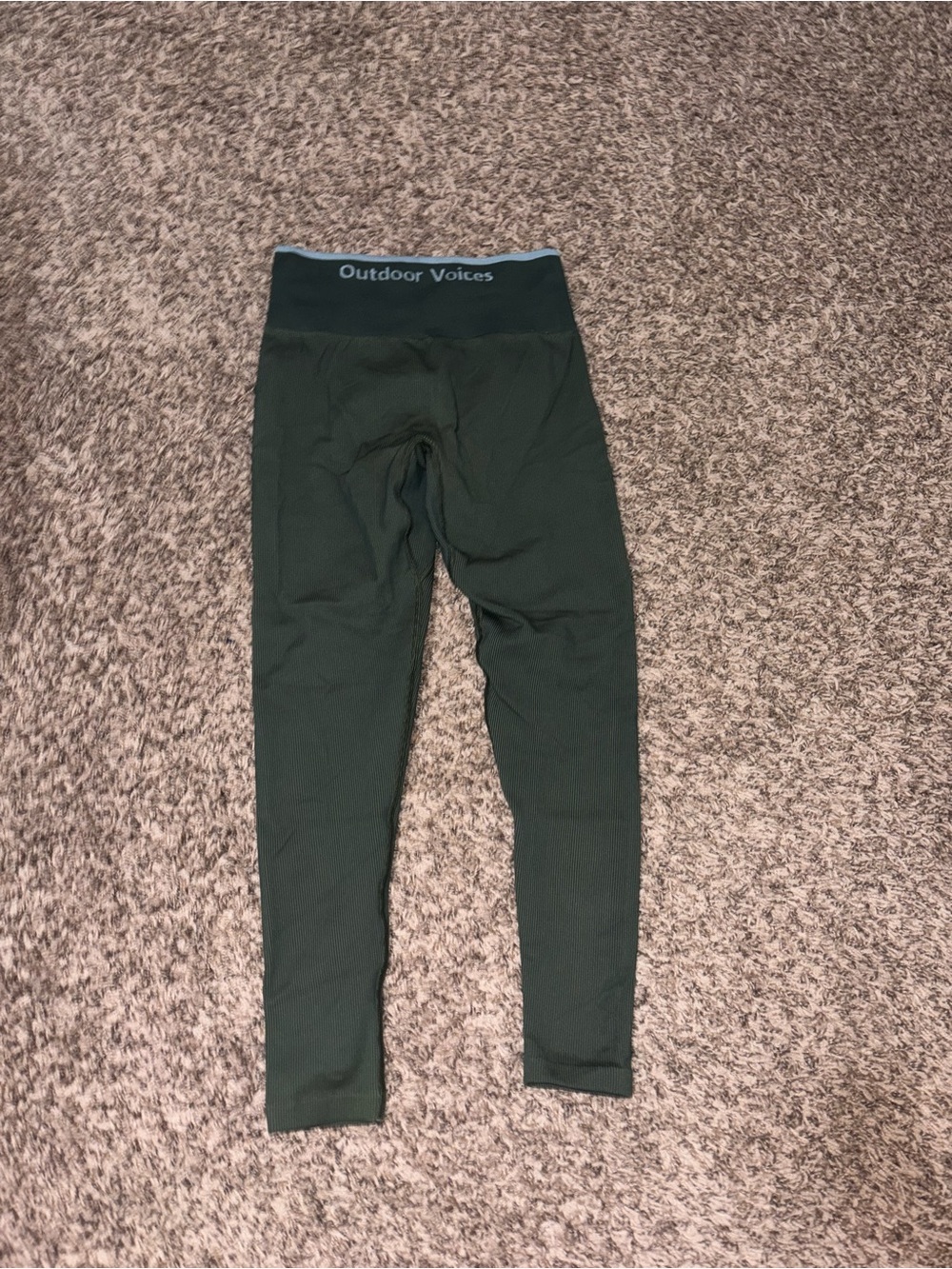 Outdoor Voices Seamless Ribbed Dark Green High-Rise Leggings - Picture 3 of 4